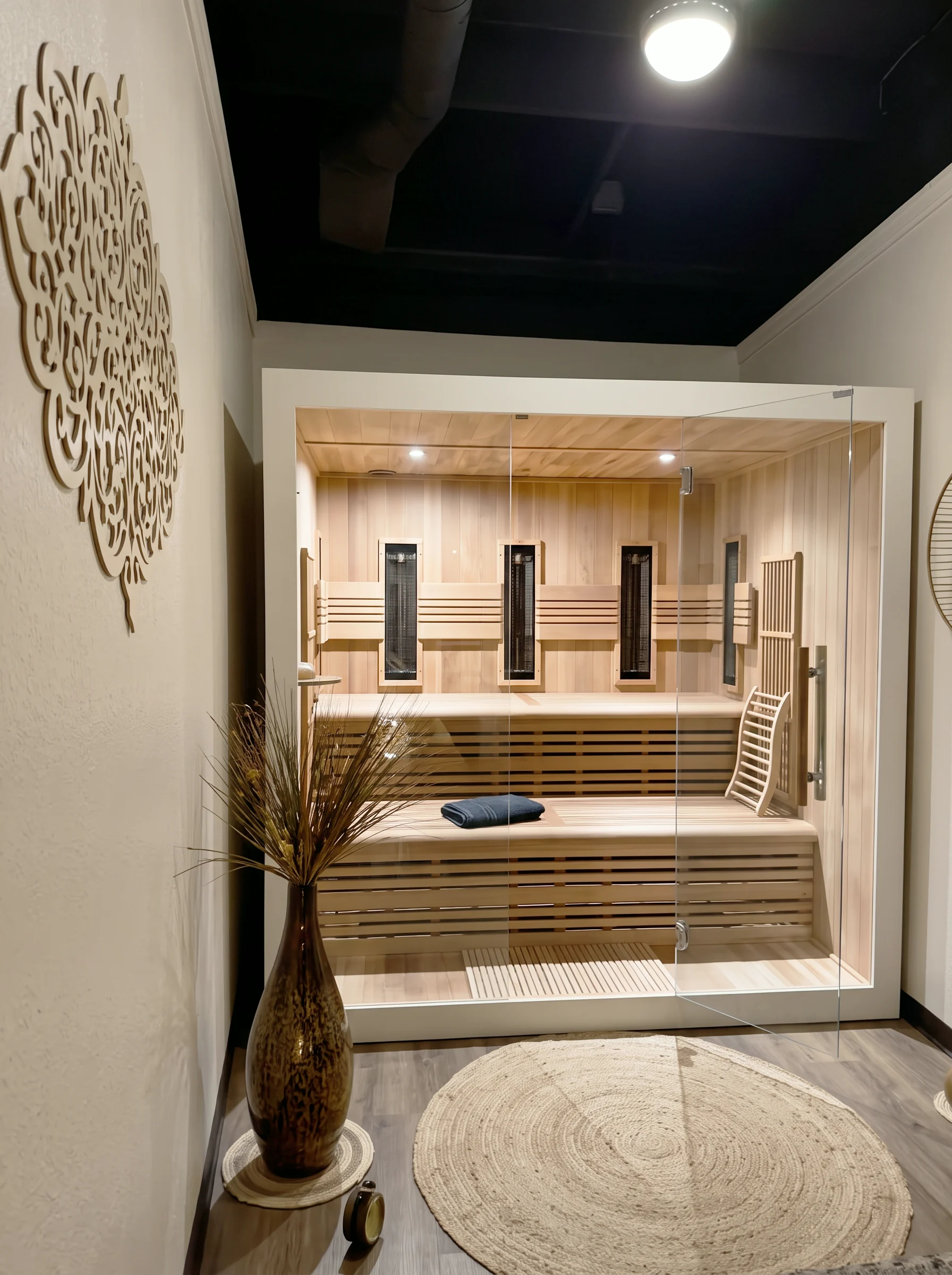 Wejście do sauny w salonie wellness